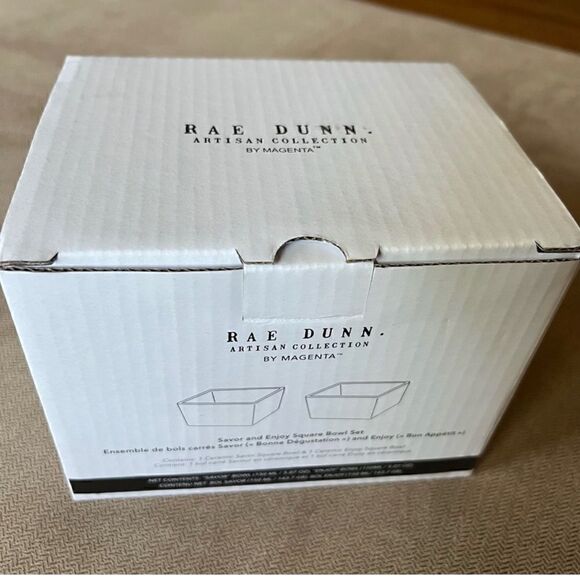 Rae Dunn Savor and Enjoy Square Bowl set NEW Green - Picture 3 of 5